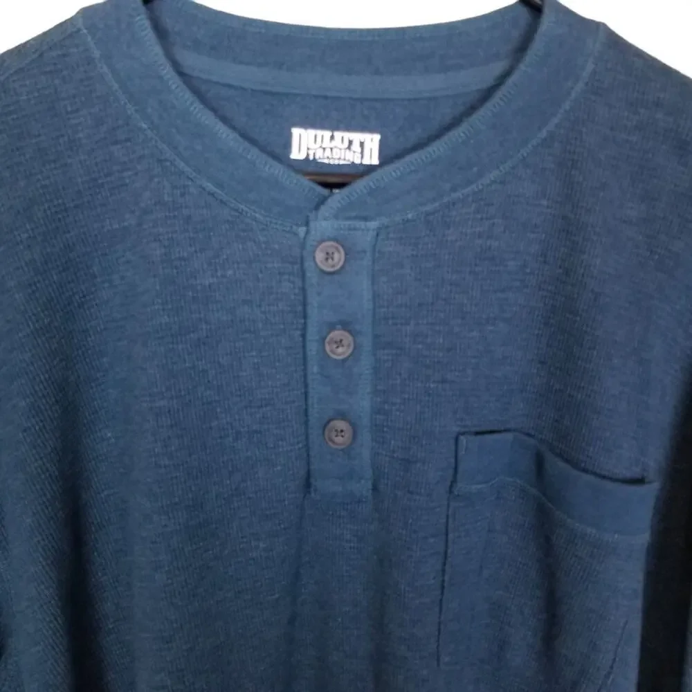 Duluth Trading Co Mens Waffle Knit Thermal Henley Shirt Size XL Gorpcore Stretch